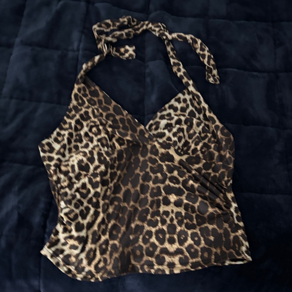 Women’s Leopard Print Halter Top - Brown